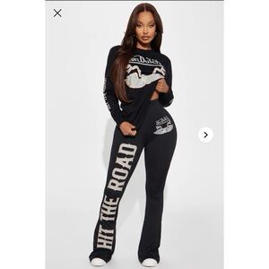 Von Dutch Women's Black Graphic Flare Set